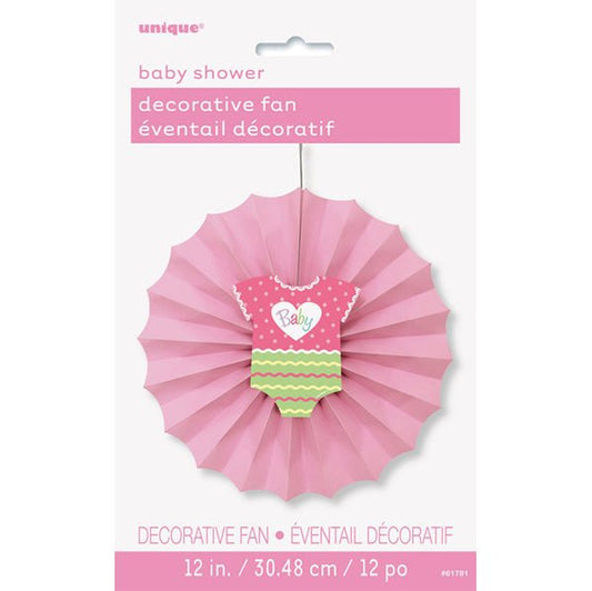 Pink Dot Baby Shower Decorative Fan - The Party Marketplace