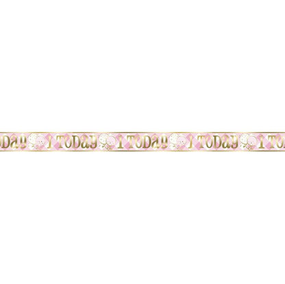 Pink Gingham 1st Birthday "1 Today" Foil Banner - 3.6m - The Party Marketplace