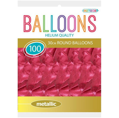 Pink Metallic Balloons 30cm (Pack of 100) - The Party Marketplace