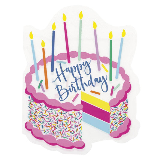 Pink Sprinkles Cake Shaped Luncheon Napkins (Pack of 16) - The Party Marketplace