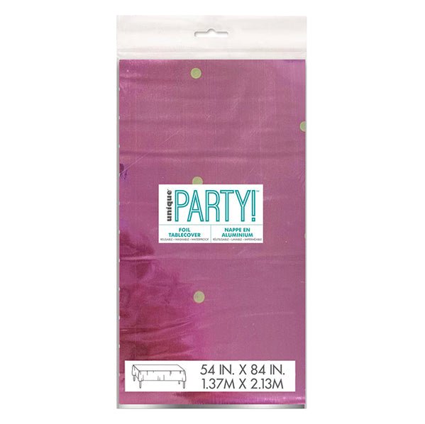 Pink With Gold Dots Foil Tablecover 137cm x 274cm - The Party Marketplace