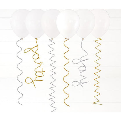 Pipe Cleaner Balloon Tails - Silver & Gold (Pack of 6) - The Party Marketplace