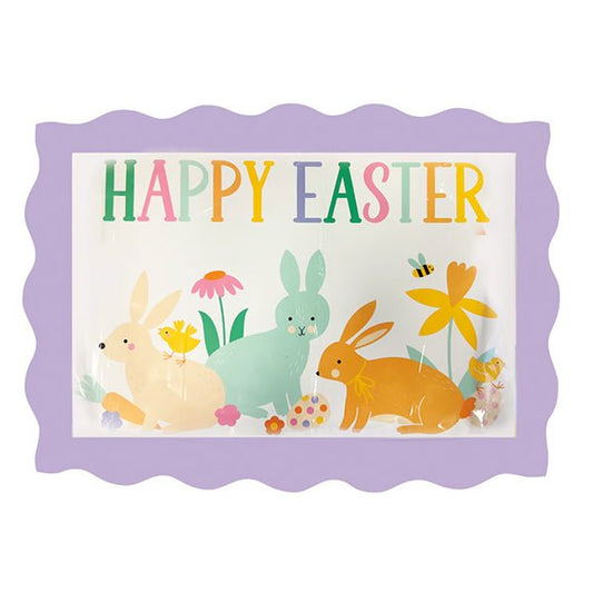 Playful Easter Scalloped Edge Cardboard Serving Tray - The Party Marketplace