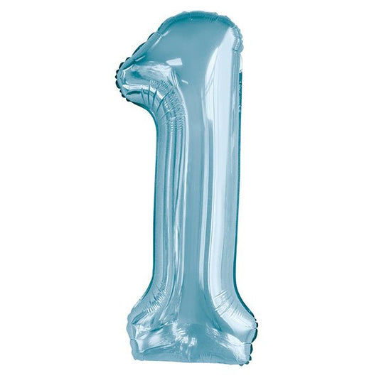 Powder Blue "1" Numeral Foil Balloon (86cm) - The Party Marketplace