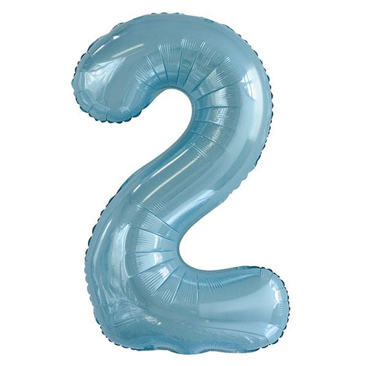 Powder Blue "2" Numeral Foil Balloon (86cm) - The Party Marketplace