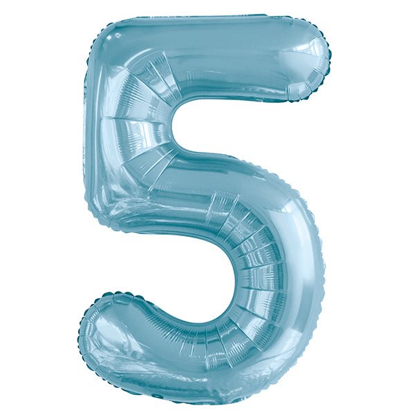 Powder Blue "5" Numeral Foil Balloon (86cm) - The Party Marketplace