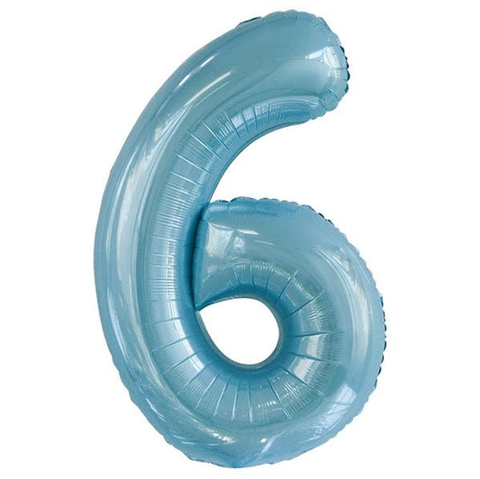 Powder Blue "6" Numeral Foil Balloon (86cm) - The Party Marketplace