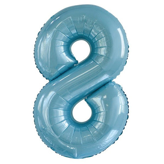 Powder Blue "8" Numeral Foil Balloon (86cm) - The Party Marketplace