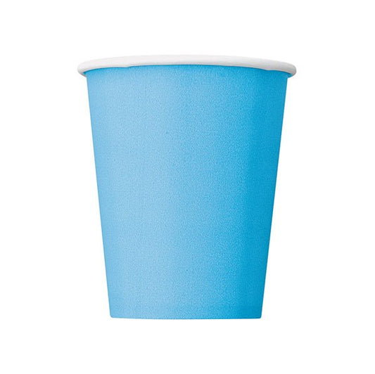 Powder Blue Paper Cups 270ml (Pack of 8) - The Party Marketplace