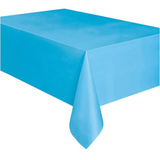 Powder Blue Rectangular Plastic Tablecover 137cm x 274cm - The Party Marketplace