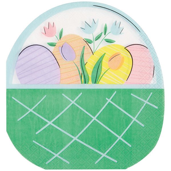 Pretty Easter Basket Shaped Luncheon Napkins (Pack of 16) - The Party Marketplace