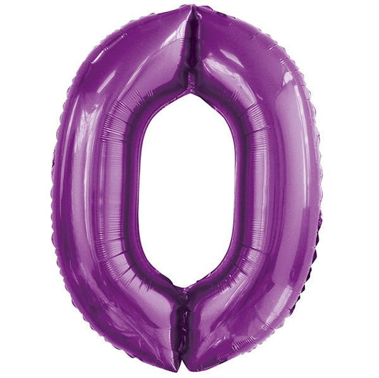 Pretty Purple "0" Numeral Foil Balloon (86cm) - The Party Marketplace