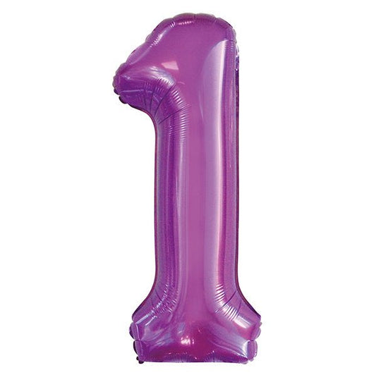 Pretty Purple "1" Numeral Foil Balloon (86cm) - The Party Marketplace