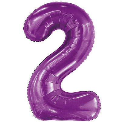 Pretty Purple "2" Numeral Foil Balloon (86cm) - The Party Marketplace