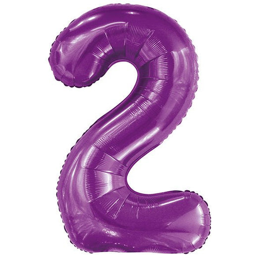 Pretty Purple "2" Numeral Foil Balloon (86cm) - The Party Marketplace