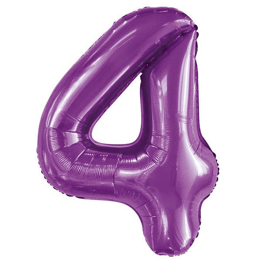 Pretty Purple "4" Numeral Foil Balloon (86cm) - The Party Marketplace