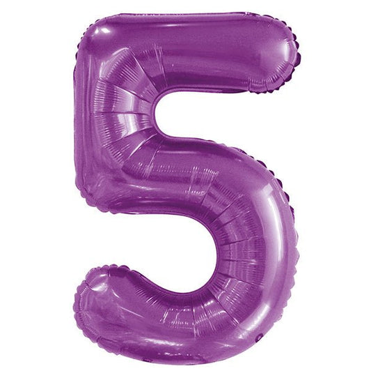 Pretty Purple "5" Numeral Foil Balloon (86cm) - The Party Marketplace