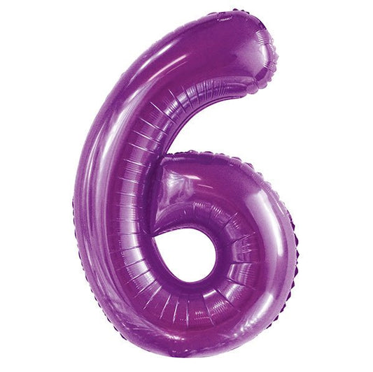 Pretty Purple "6" Numeral Foil Balloon (86cm) - The Party Marketplace