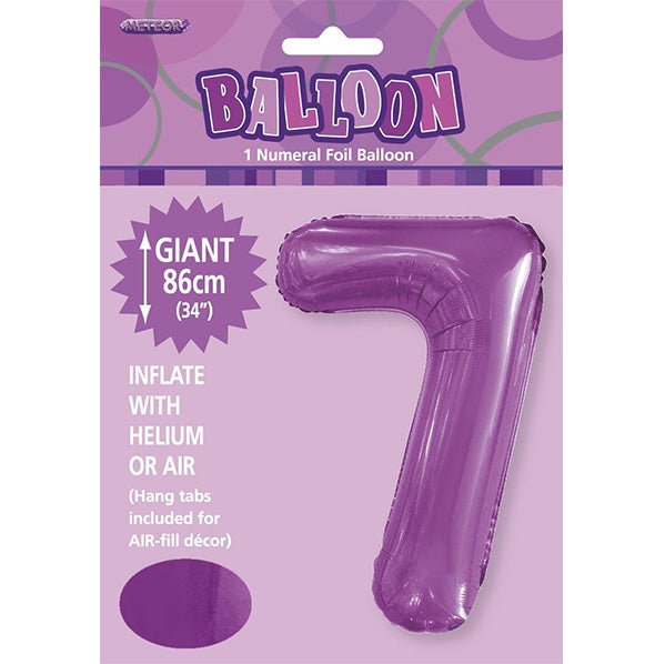 Pretty Purple "7" Numeral Foil Balloon (86cm) - The Party Marketplace
