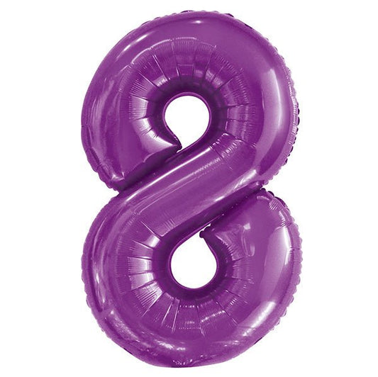 Pretty Purple "8" Numeral Foil Balloon (86cm) - The Party Marketplace