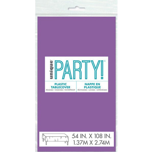 Pretty Purple Rectangular Plastic Tablecover 137cm x 274cm - The Party Marketplace