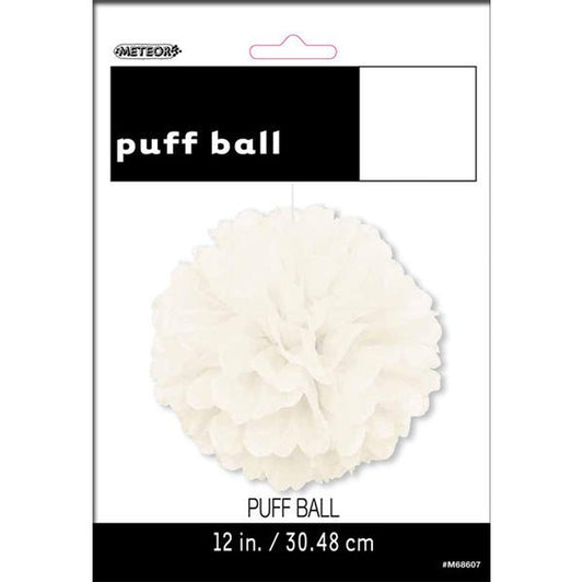 Puff Ball Decoration - Bright White 30cm - The Party Marketplace