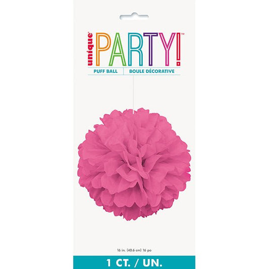 Puff Ball Decoration - Hot Pink 40cm - The Party Marketplace