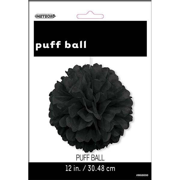 Puff Ball Decoration - Midnight Black 30cm - The Party Marketplace