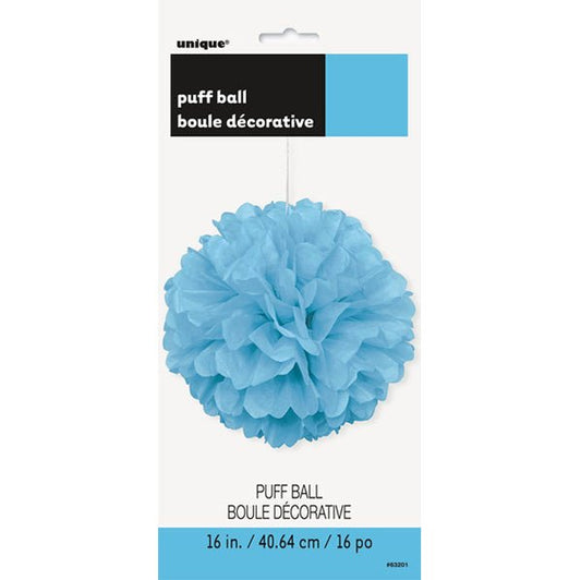 Puff Ball Decoration - Powder Blue 40cm - The Party Marketplace