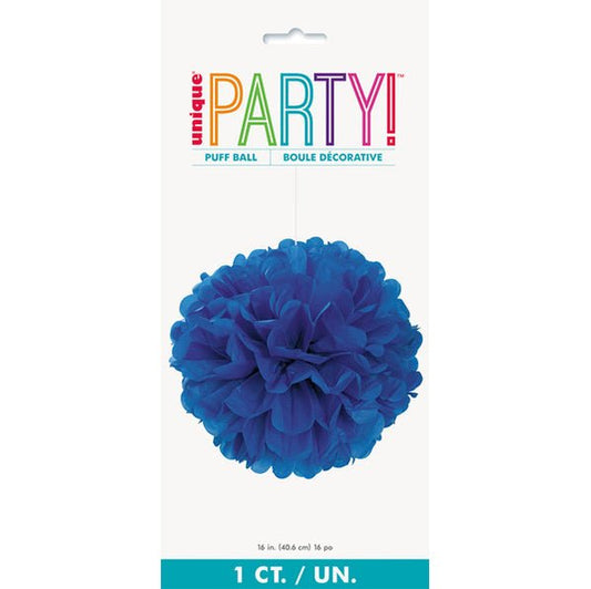 Puff Ball Decoration - Royal Blue 40cm - The Party Marketplace
