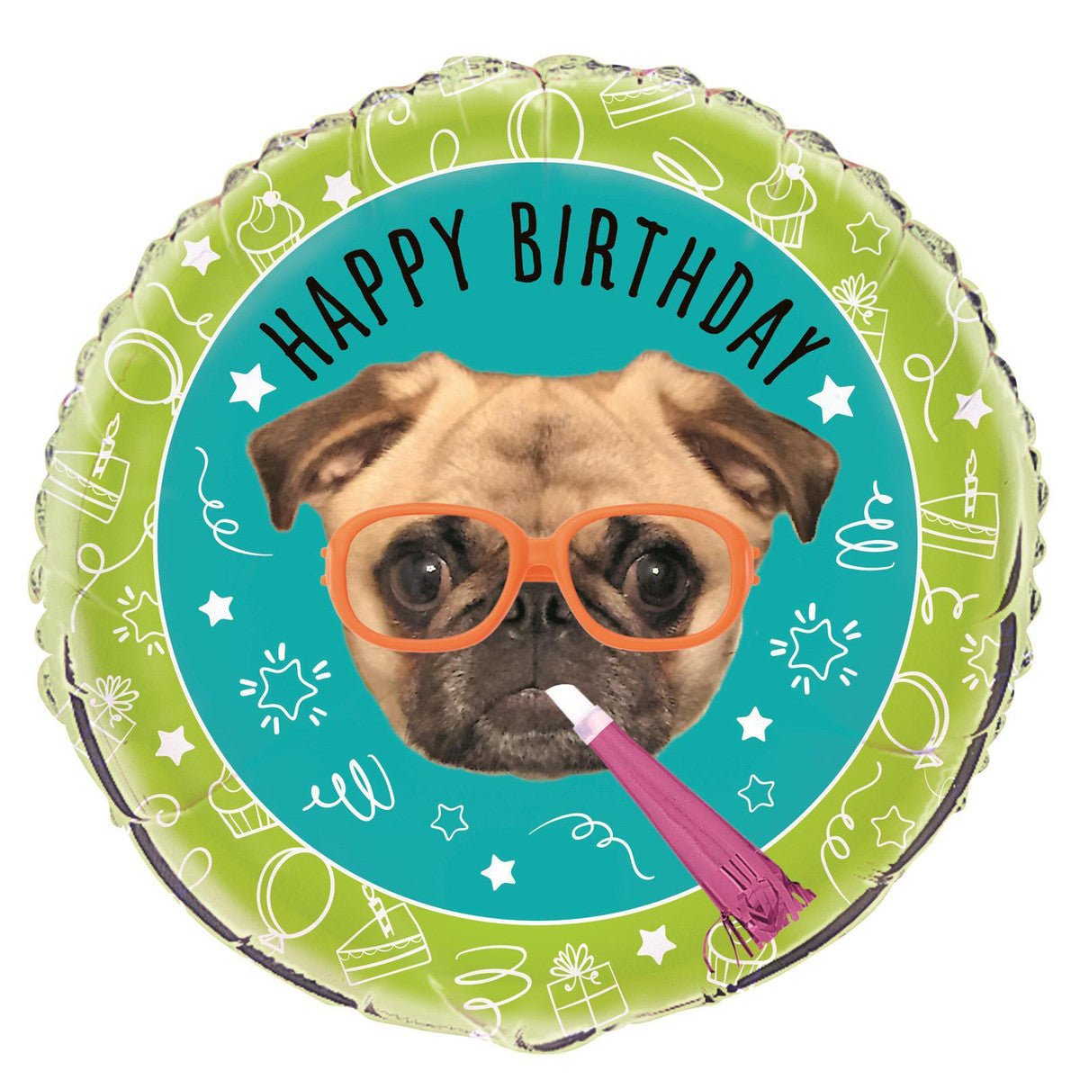 Pug Puppy Birthday Foil Balloon 45cm - The Party Marketplace