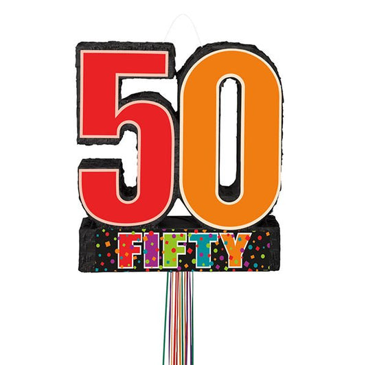 Pull String Piñata - Birthday Cheer "50" - The Party Marketplace