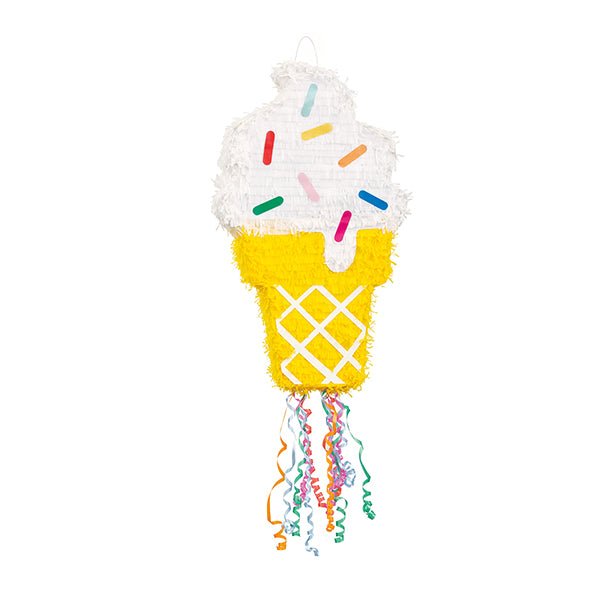 Pull String Piñata - Colourful Ice Cream Cone - The Party Marketplace