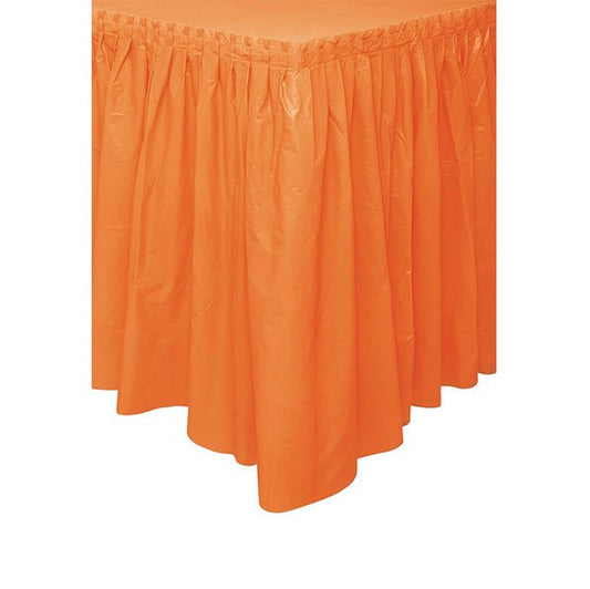 Pumpkin Orange Plastic Tableskirt 73cm x 4.3m - The Party Marketplace