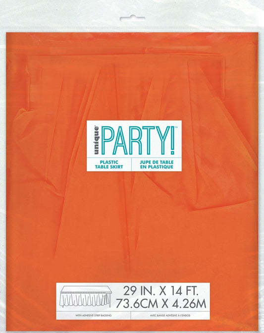 Pumpkin Orange Plastic Tableskirt 73cm x 4.3m - The Party Marketplace