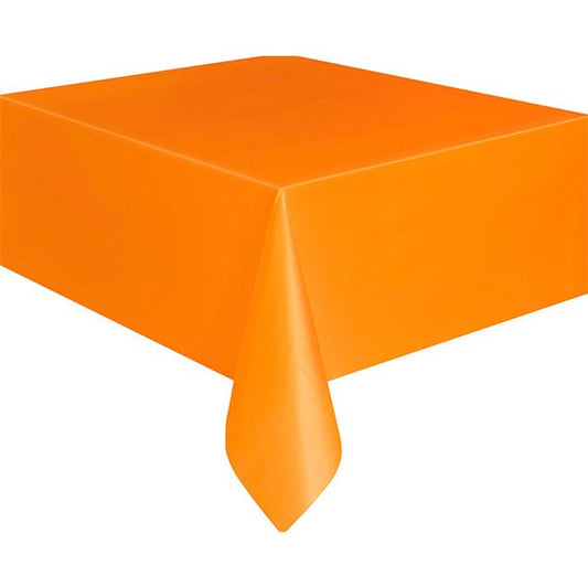 Pumpkin Orange Rectangular Plastic Tablecloth 137cm x 274cm - The Party Marketplace