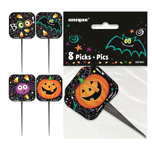 Pumpkin Pals Picks - 9cm (Pack of 8) - The Party Marketplace