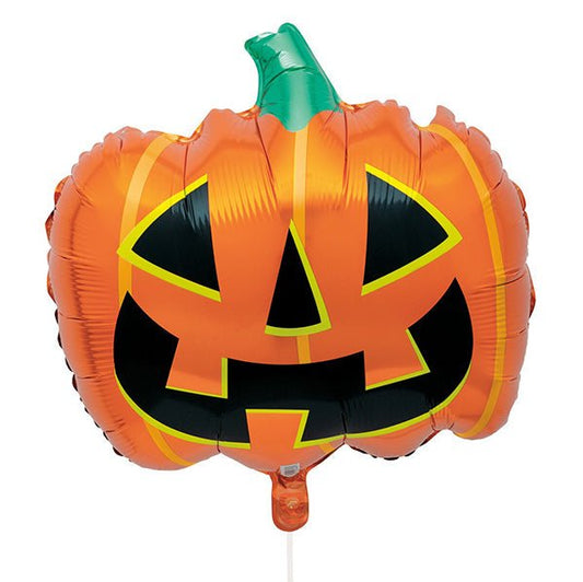 Pumpkin Shaped Halloween Foil Balloon With Ribbon 63.5cm - The Party Marketplace