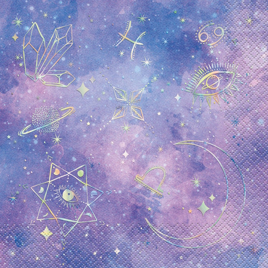 Purple Galaxy Foil Stamped Luncheon Napkins (Pack of 16) - The Party Marketplace
