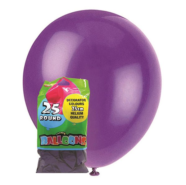 Purple Metallic Balloons 25cm (Pack of 25) - The Party Marketplace