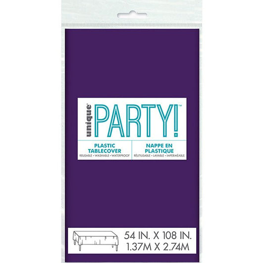 Purple Rectangular Plastic Tablecover 137cm x 274cm - The Party Marketplace