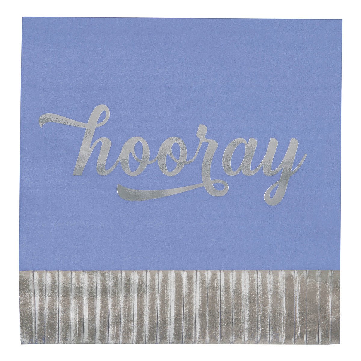 Purple & Silver "Hooray" Fringe Foil Stamped Luncheon Napkins (Pack of 16) - The Party Marketplace