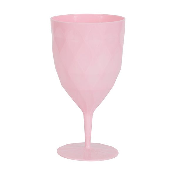 Quilted Reusable Plastic Wine Glass - Pink (355ml) - The Party Marketplace