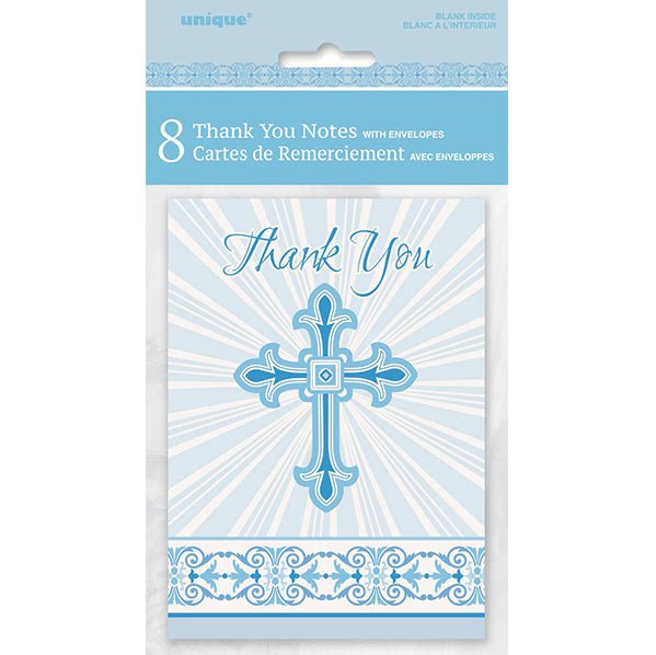 Radiant Cross Blue - Thank You Notes (Pack of 8) - The Party Marketplace