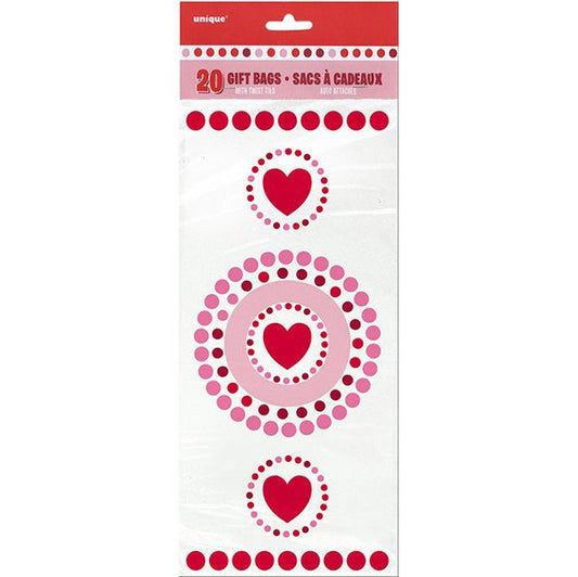 Radiant Hearts Printed Cello Bags (Pack of 20) - The Party Marketplace