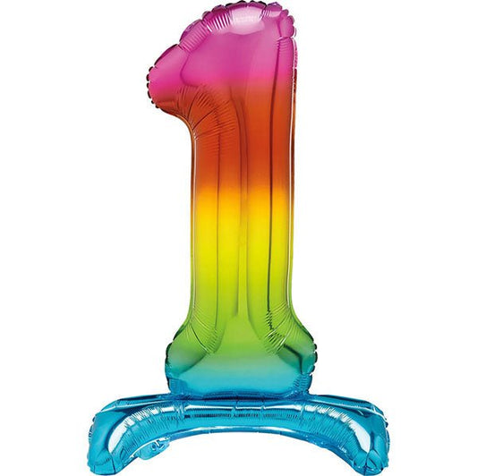 Rainbow "1" Giant Standing Numeral Foil Balloon (76cm) - The Party Marketplace