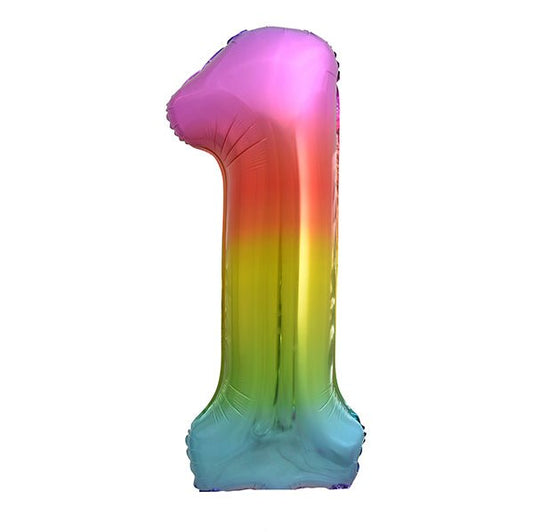 Rainbow "1" Numeral Foil Balloon (86cm) - The Party Marketplace
