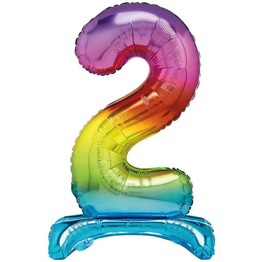 Rainbow "2" Giant Standing Numeral Foil Balloon (76cm) - The Party Marketplace