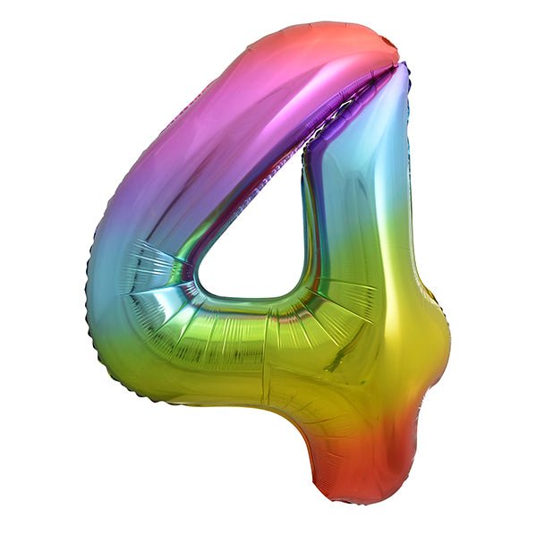 Rainbow "4" Numeral Foil Balloon (86cm) - The Party Marketplace