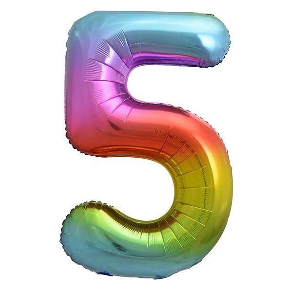 Rainbow "5" Numeral Foil Balloon (86cm) - The Party Marketplace